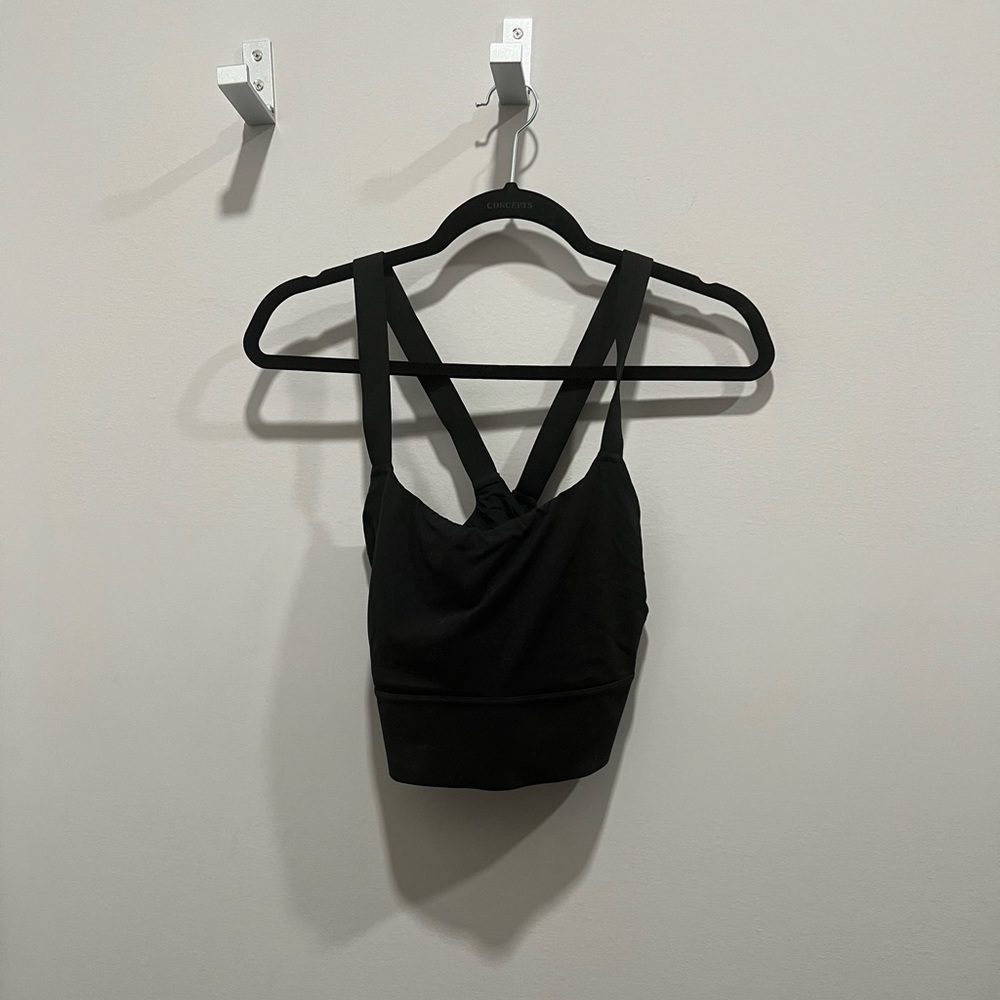Athleta Long Line Sports Bra Large Black
